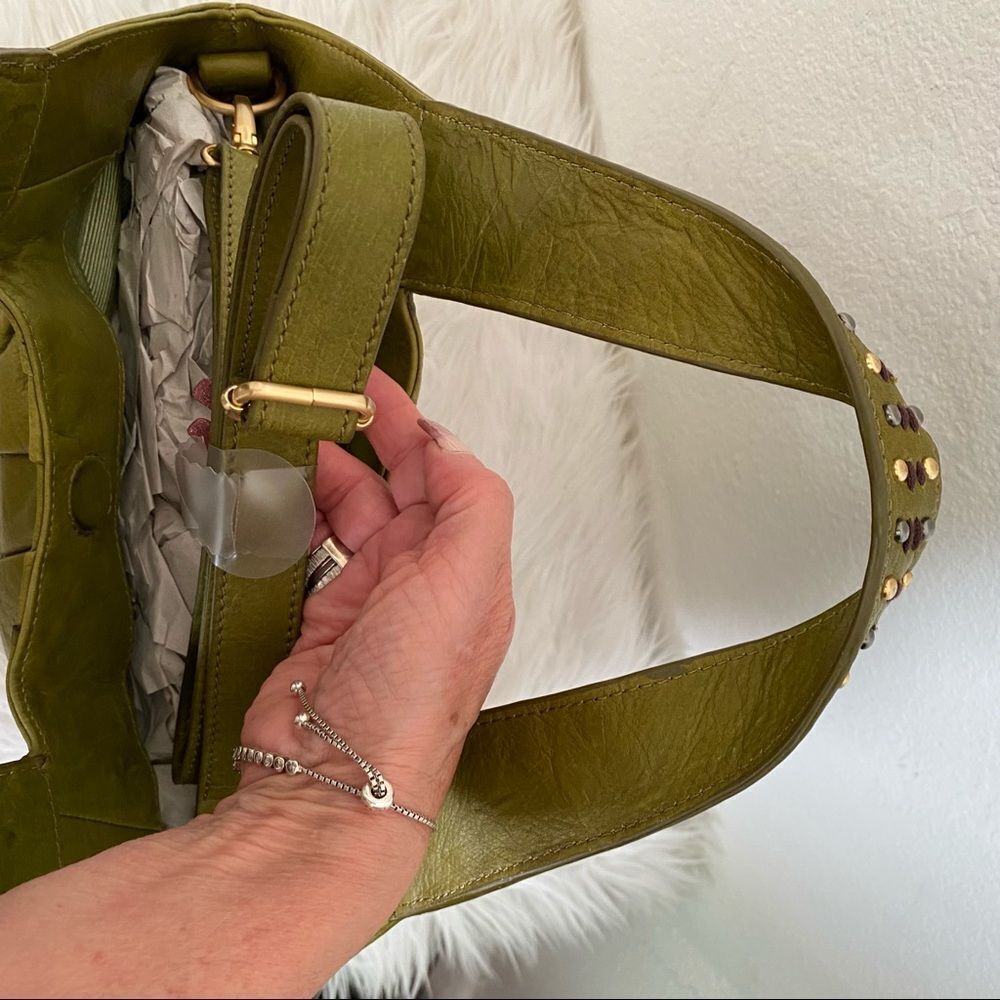 NEW Isabella Fiore Olive Green Leather Embellished Shoulder / Crossbody Purse - Picture 7 of 11